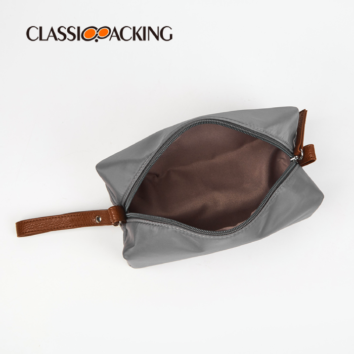 gray polyester toiletry bag inner look